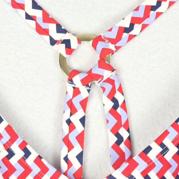 NWT Kona Sol Women One-Piece Swim 16 Red White Blue Gold Ring CrisCross Adjust - Picture 4 of 16